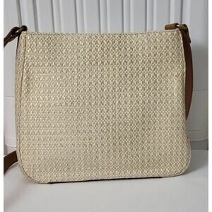 Fossil Woven Cream and Brown Shoulder Bag